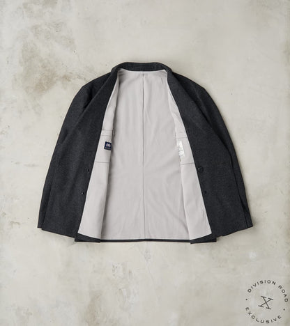 French Army Shawl Sack Jacket - Abraham Moon® Coal Merino Twill