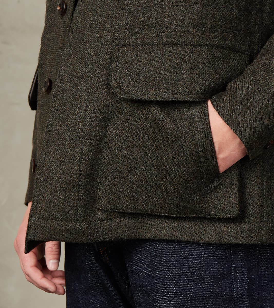 French Army F-2 Fatigue Jacket - Fox Brothers® Dark Olive Tweed Twill