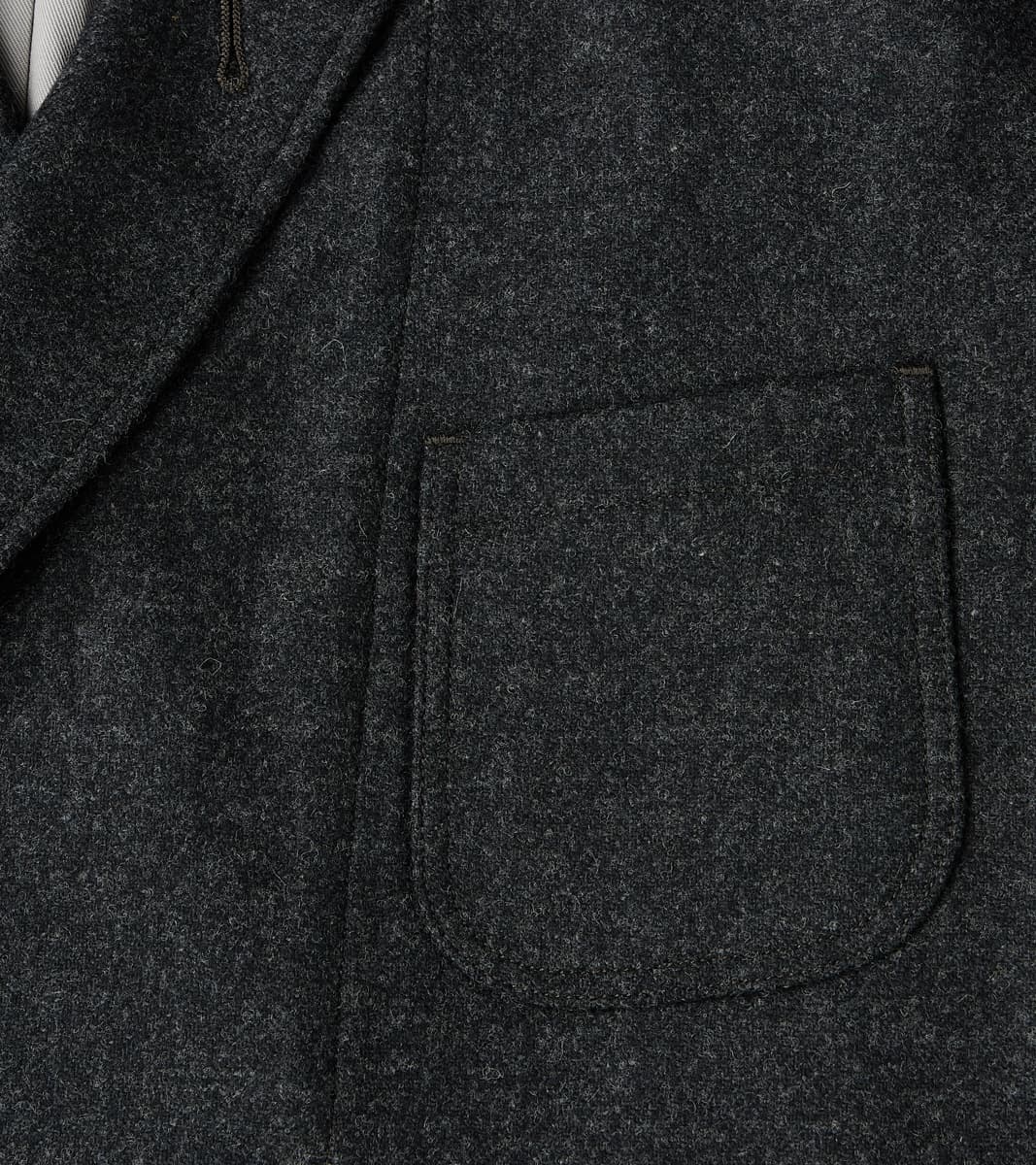 French Army Shawl Sack Jacket - Abraham Moon® Coal Merino Twill