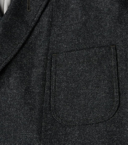 French Army Shawl Sack Jacket - Abraham Moon® Coal Merino Twill