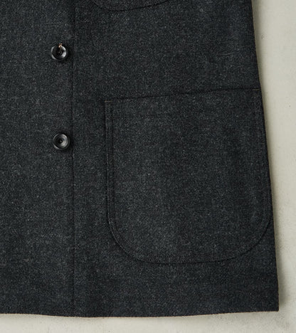 French Army Shawl Sack Jacket - Abraham Moon® Coal Merino Twill