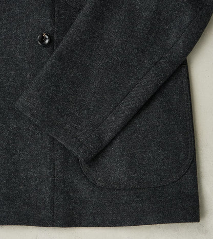 French Army Shawl Sack Jacket - Abraham Moon® Coal Merino Twill
