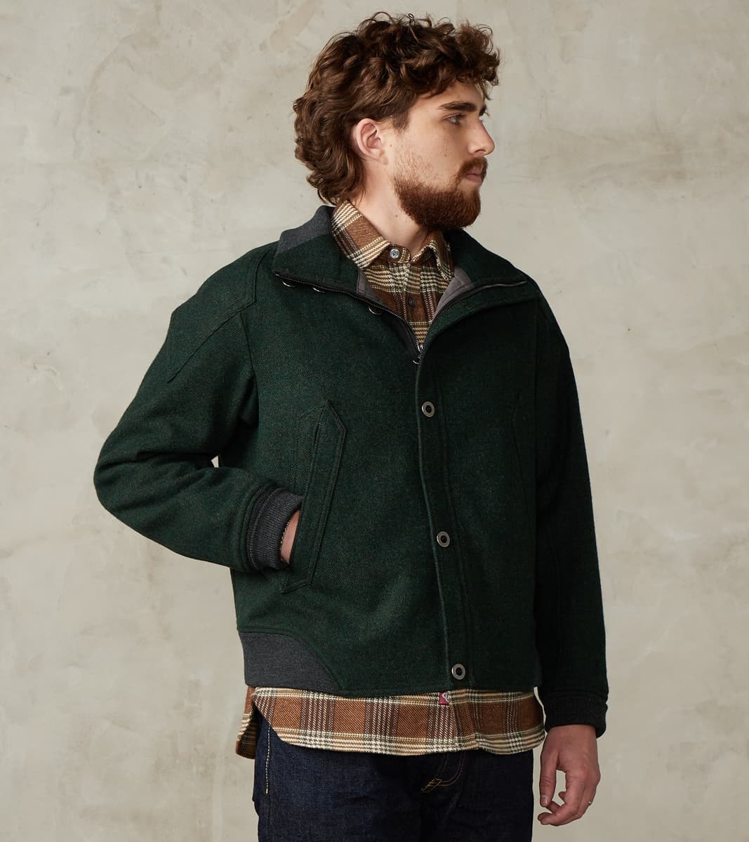 American Vector Bomber -  Fox Brothers® Dark Moss Exmoor Twill
