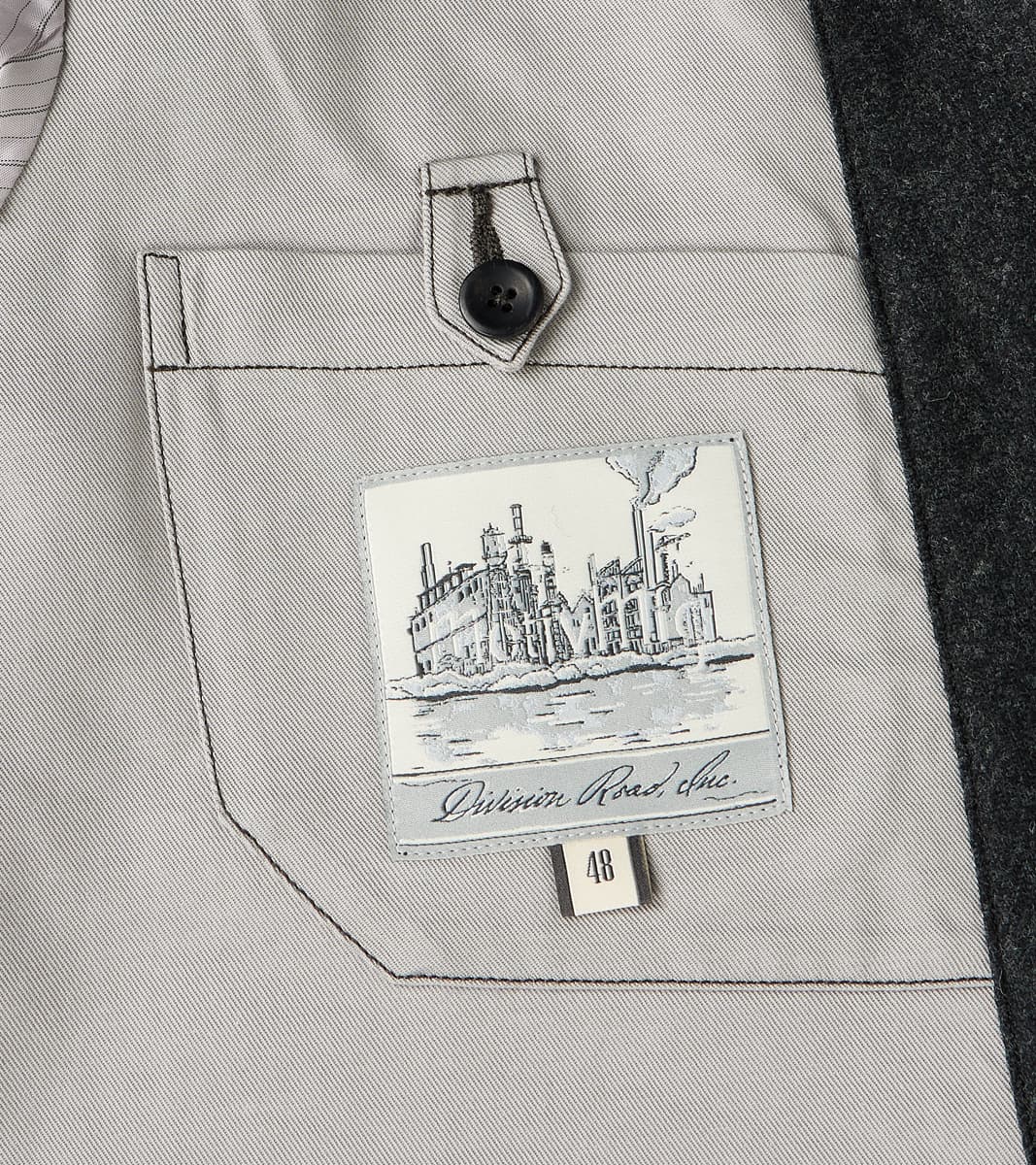 French Army Shawl Sack Jacket - Abraham Moon® Coal Merino Twill