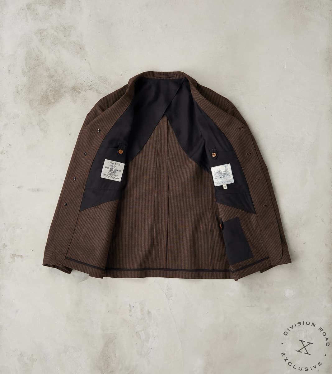 English Hunt Work Jacket - Fox Brothers® Walnut Stripe Worsted City Cloth