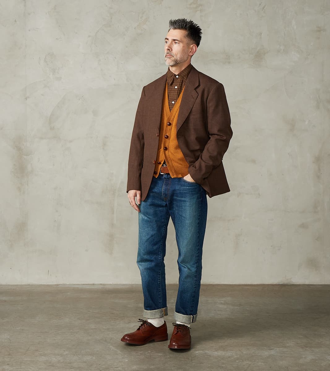 American Sack Jacket - Fox Brothers® Chestnut Worsted Air Cloth