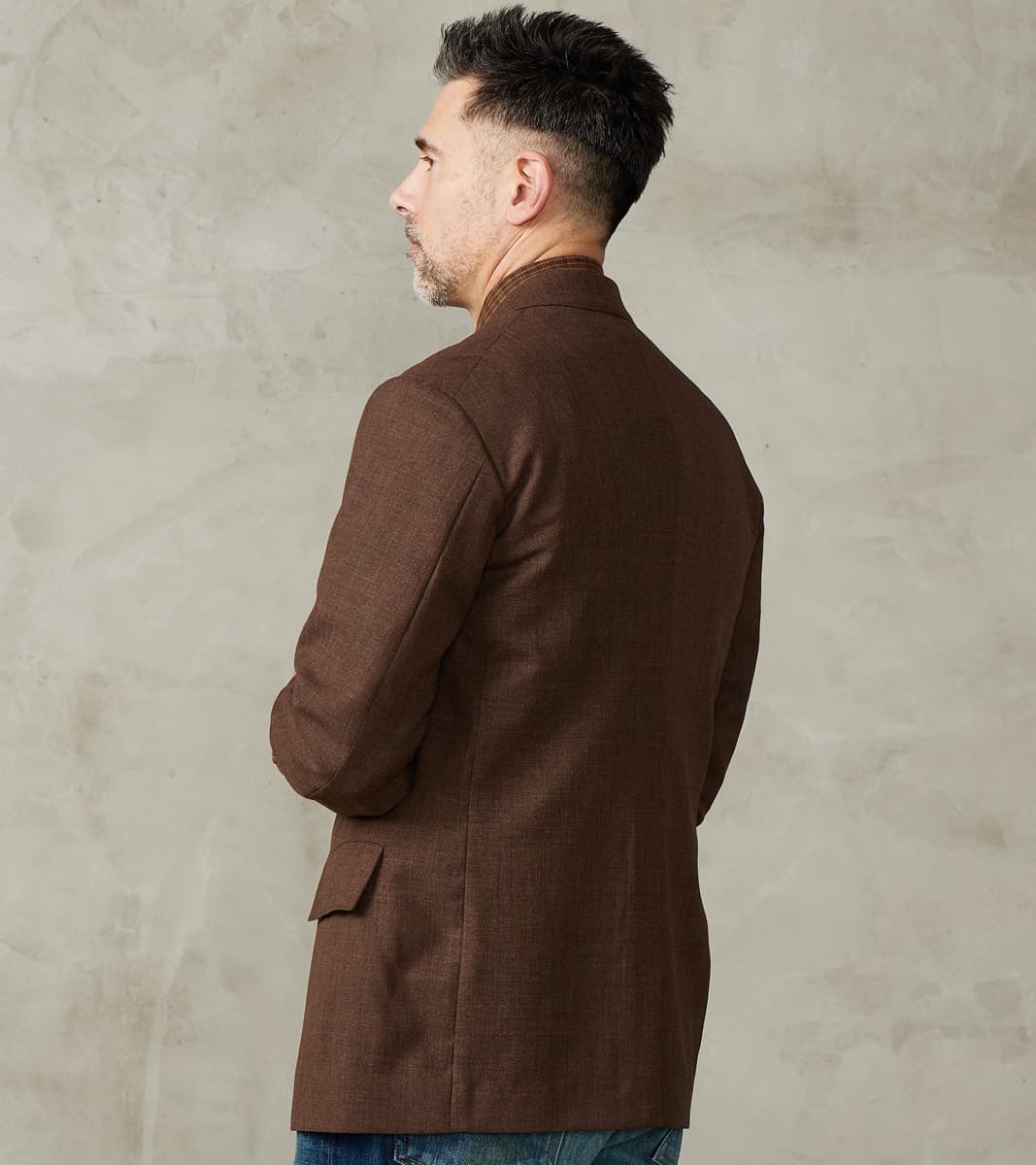 American Sack Jacket - Fox Brothers® Chestnut Worsted Air Cloth