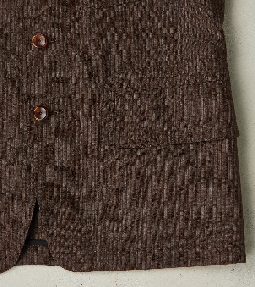 English Hunt Work Jacket - Fox Brothers® Walnut Stripe Worsted City Cloth