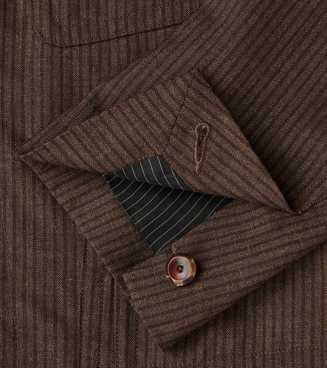 English Hunt Work Jacket - Fox Brothers® Walnut Stripe Worsted City Cloth