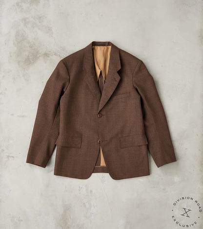 MotivMfg x Division Road American Sack Jacket - Fox Brothers® Chestnut Worsted Ai…