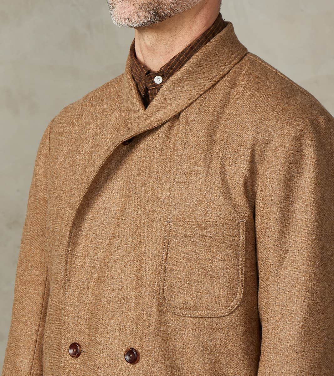 French Army Shawl Sack Jacket - Abraham Moon® Camel Merino Twill