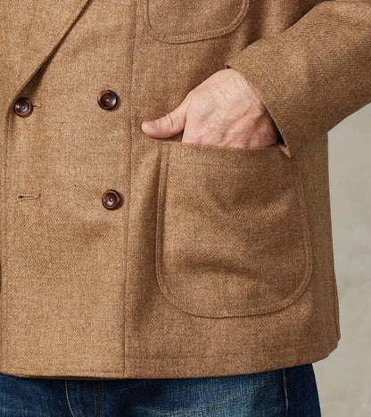 French Army Shawl Sack Jacket - Abraham Moon® Camel Merino Twill