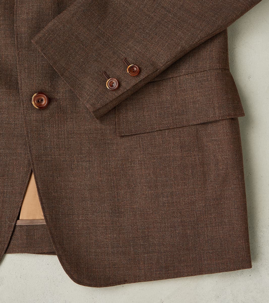 American Sack Jacket - Fox Brothers® Chestnut Worsted Air Cloth