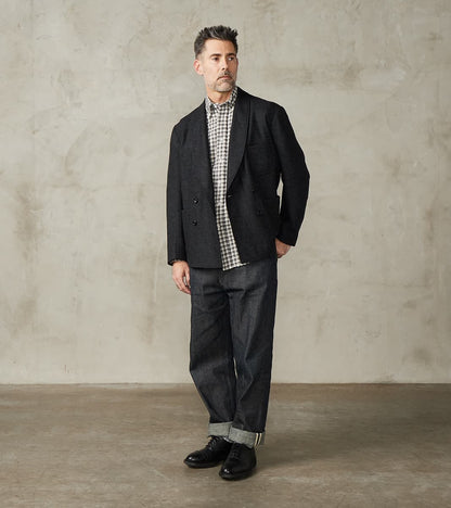 MotivMfg x Division Road French Army Shawl Sack Jacket - Abraham Moon® Coal Merin…