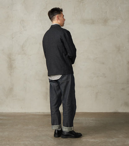 French Army Shawl Sack Jacket - Abraham Moon® Coal Merino Twill