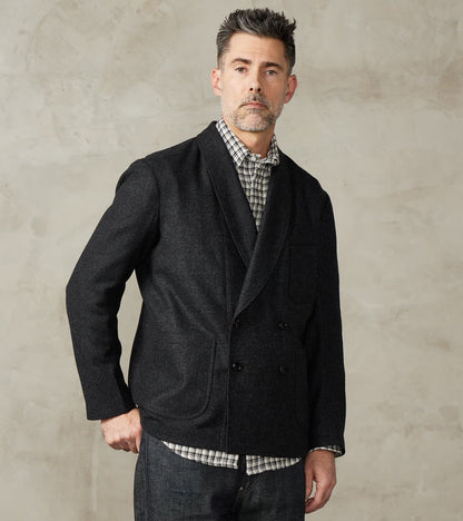 French Army Shawl Sack Jacket - Abraham Moon® Coal Merino Twill
