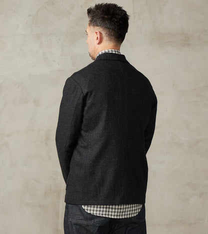 French Army Shawl Sack Jacket - Abraham Moon® Coal Merino Twill