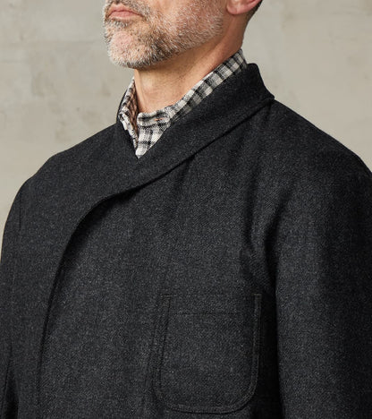 French Army Shawl Sack Jacket - Abraham Moon® Coal Merino Twill