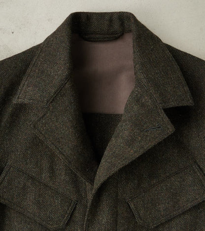 French Army F-2 Fatigue Jacket - Fox Brothers® Dark Olive Tweed Twill