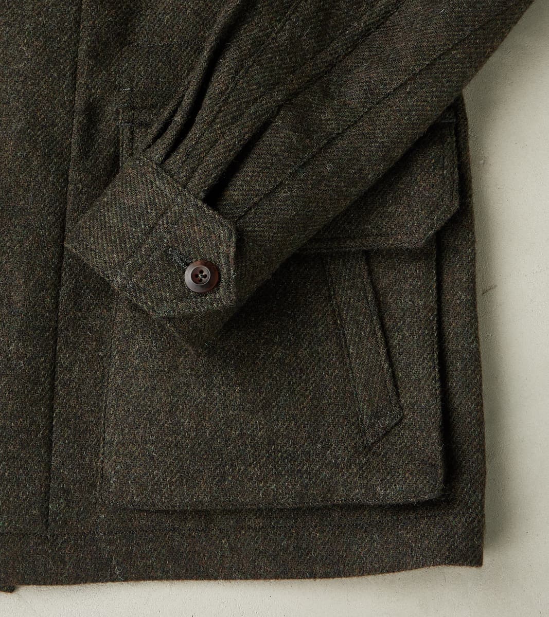 French Army F-2 Fatigue Jacket - Fox Brothers® Dark Olive Tweed Twill