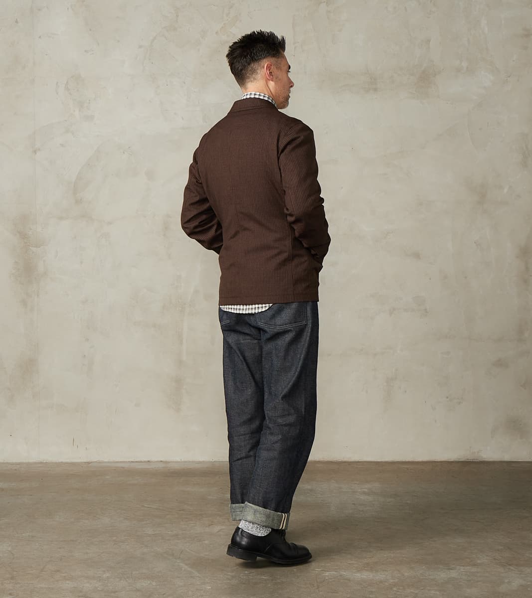 English Hunt Work Jacket - Fox Brothers® Walnut Stripe Worsted City Cloth
