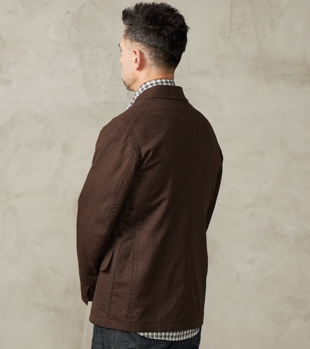 English Hunt Work Jacket - Fox Brothers® Walnut Stripe Worsted City Cloth