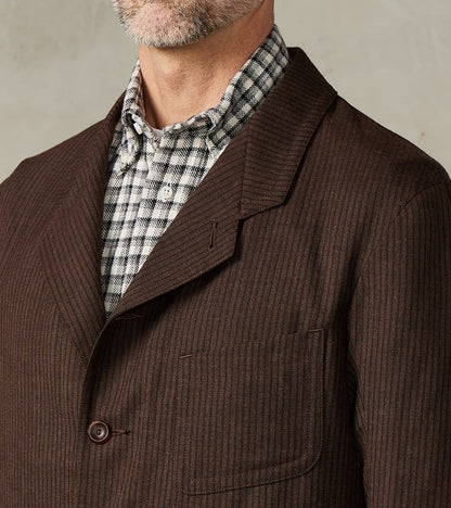 English Hunt Work Jacket - Fox Brothers® Walnut Stripe Worsted City Cloth