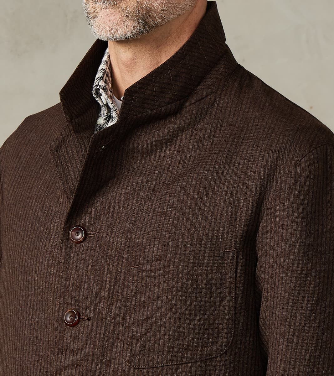 English Hunt Work Jacket - Fox Brothers® Walnut Stripe Worsted City Cloth