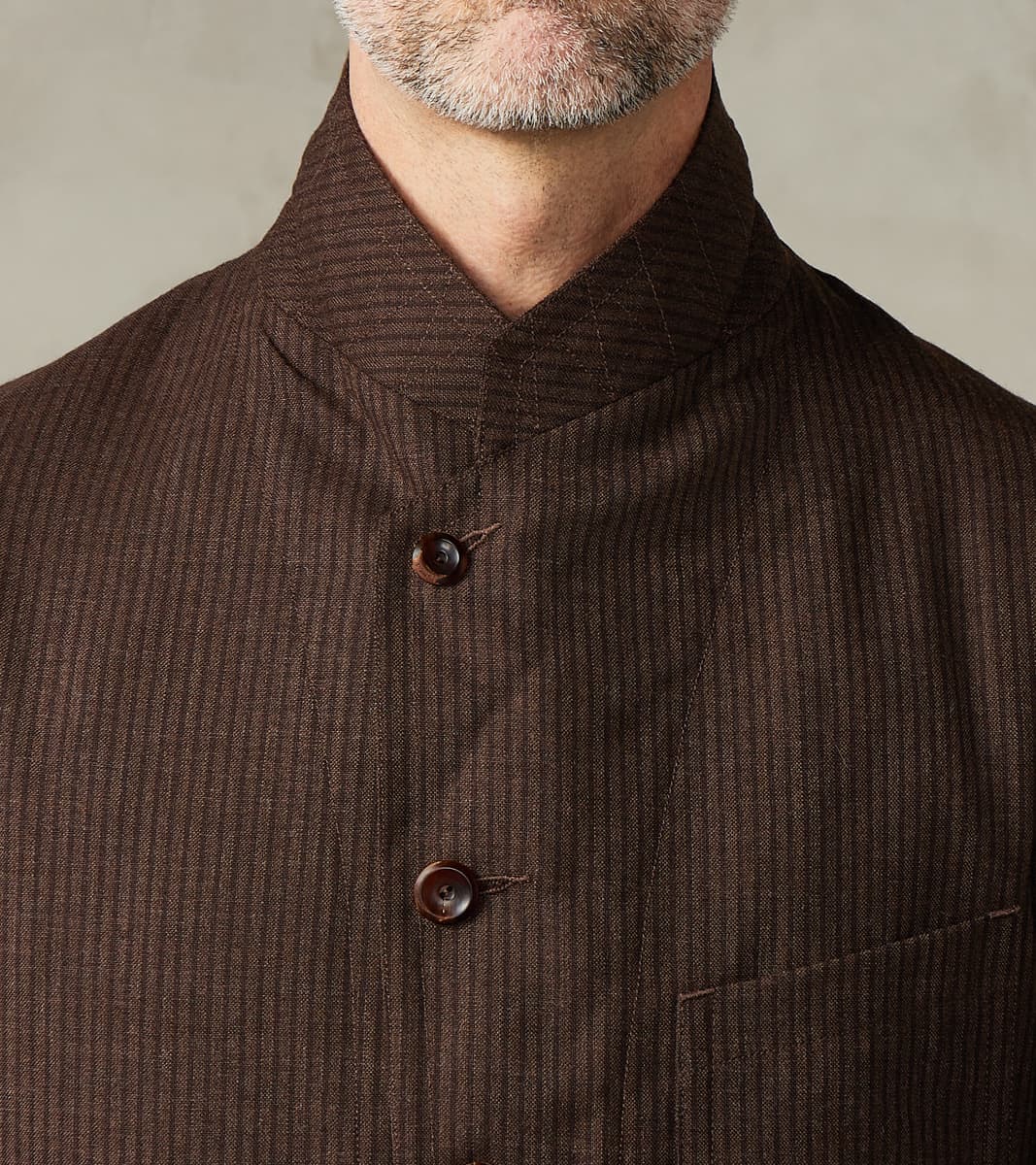 English Hunt Work Jacket - Fox Brothers® Walnut Stripe Worsted City Cloth