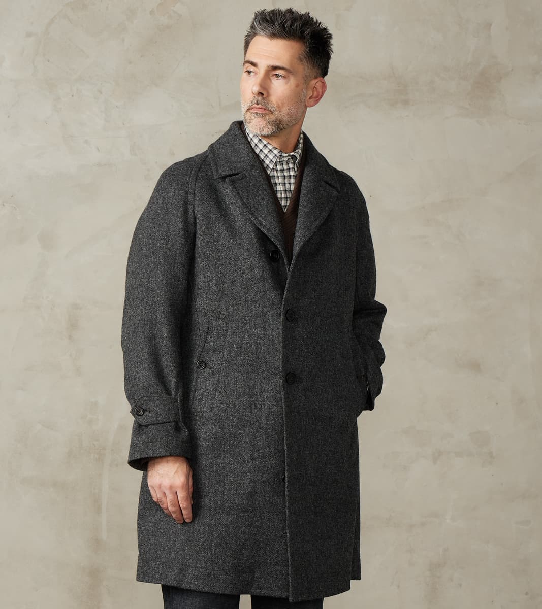Swiss Army Officer Coat - Fox Brothers® Grey Flannel Tweed Twill
