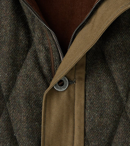 French Fencing Hunt Vest - Fox Brothers® Dark Olive Tweed Twill