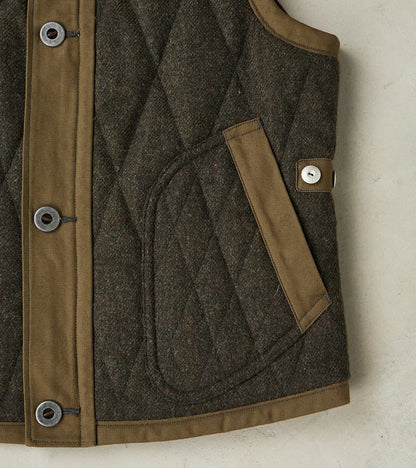 French Fencing Hunt Vest - Fox Brothers® Dark Olive Tweed Twill