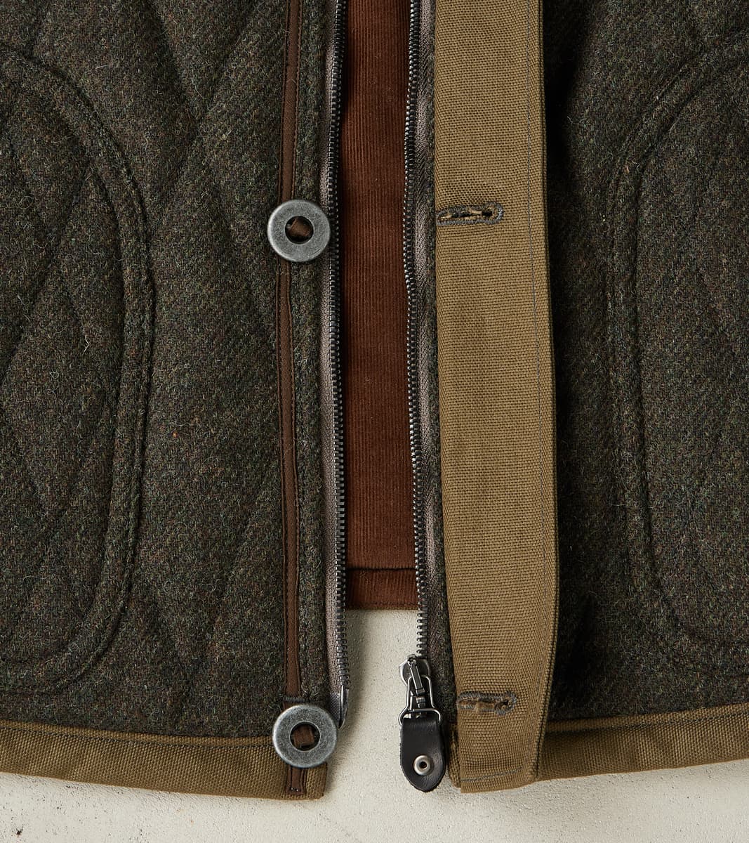 French Fencing Hunt Vest - Fox Brothers® Dark Olive Tweed Twill
