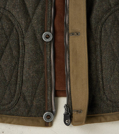 French Fencing Hunt Vest - Fox Brothers® Dark Olive Tweed Twill
