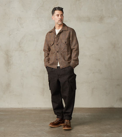 Swiss Army Cargo Trousers - Fox Brothers® Dark Walnut Brown Tweed Twill