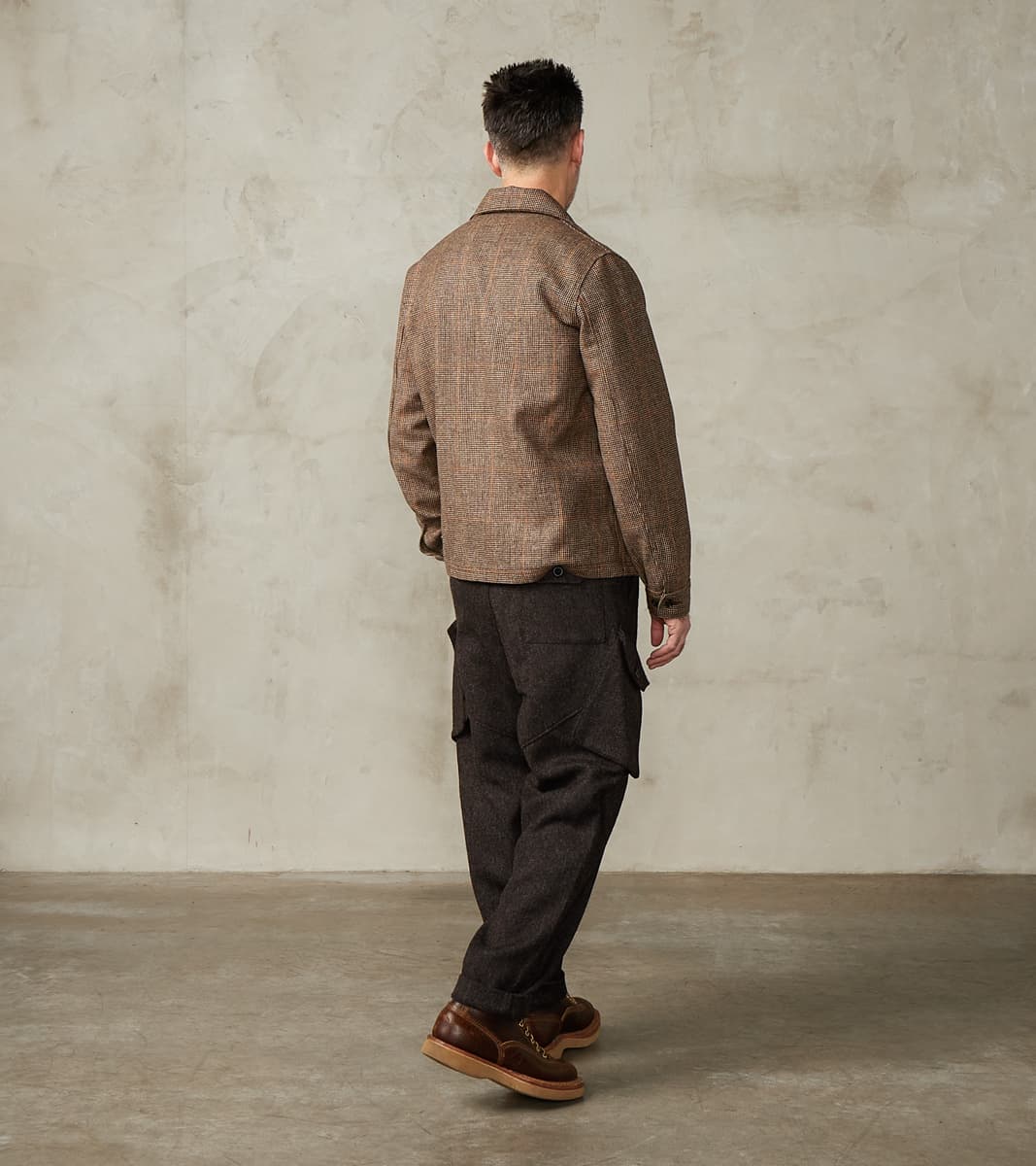 Swiss Army Cargo Trousers - Fox Brothers® Dark Walnut Brown Tweed Twill