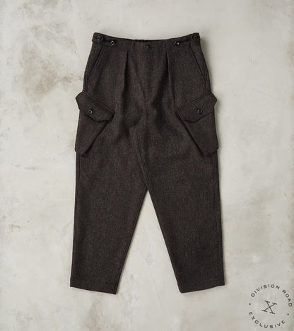 MotivMfg X Division Road Swiss Army Cargo Trousers - Fox Brothers® Dark Walnut Br…