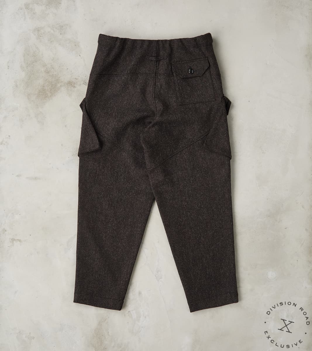 Swiss Army Cargo Trousers - Fox Brothers® Dark Walnut Brown Tweed Twill