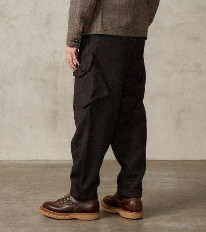 Swiss Army Cargo Trousers - Fox Brothers® Dark Walnut Brown Tweed Twill