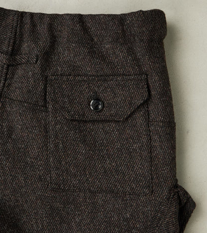 Swiss Army Cargo Trousers - Fox Brothers® Dark Walnut Brown Tweed Twill