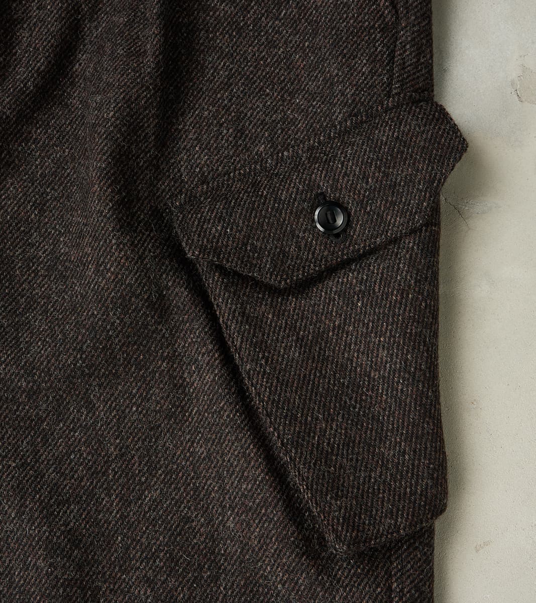 Swiss Army Cargo Trousers - Fox Brothers® Dark Walnut Brown Tweed Twill