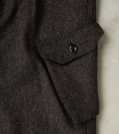 Swiss Army Cargo Trousers - Fox Brothers® Dark Walnut Brown Tweed Twill