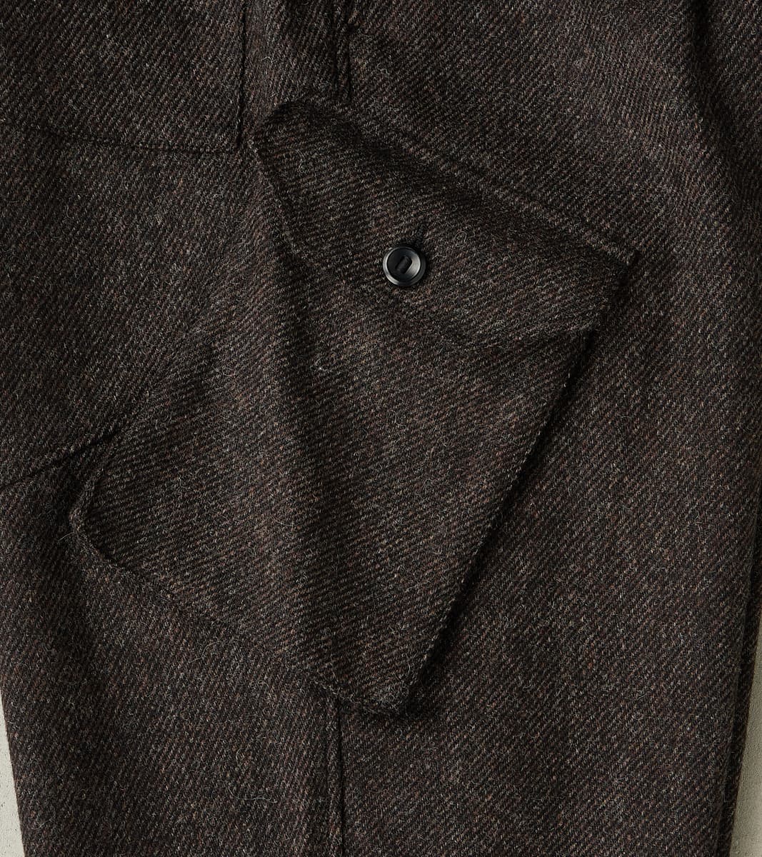 Swiss Army Cargo Trousers - Fox Brothers® Dark Walnut Brown Tweed Twill