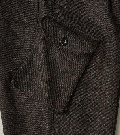 Swiss Army Cargo Trousers - Fox Brothers® Dark Walnut Brown Tweed Twill