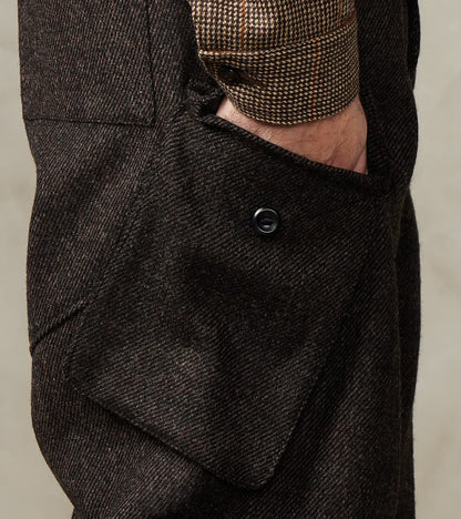 Swiss Army Cargo Trousers - Fox Brothers® Dark Walnut Brown Tweed Twill
