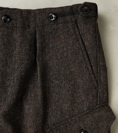 Swiss Army Cargo Trousers - Fox Brothers® Dark Walnut Brown Tweed Twill