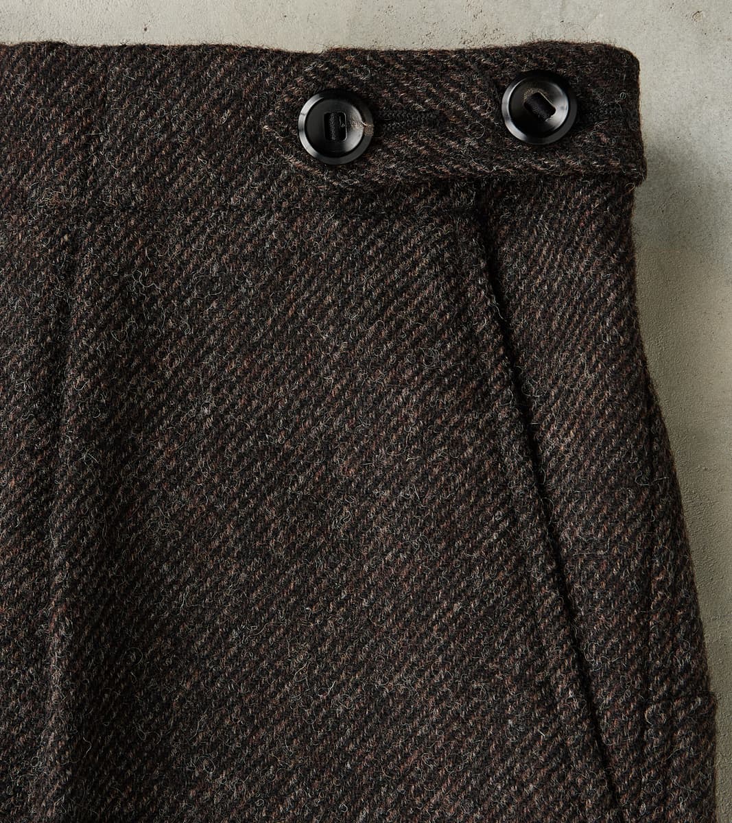Swiss Army Cargo Trousers - Fox Brothers® Dark Walnut Brown Tweed Twill