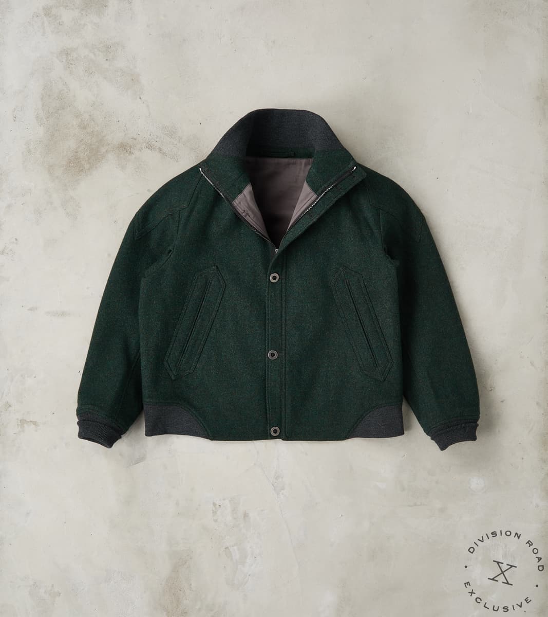 MotivMfg x Division Road American Vector Bomber - Fox Brothers® Dark Moss Exmoor…