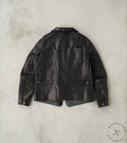 English Air Force Sidcot Jacket - Black Washed Vegetable Tanned Horsehide