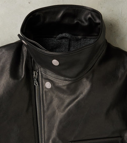 English Air Force Sidcot Jacket - Black Washed Vegetable Tanned Horsehide